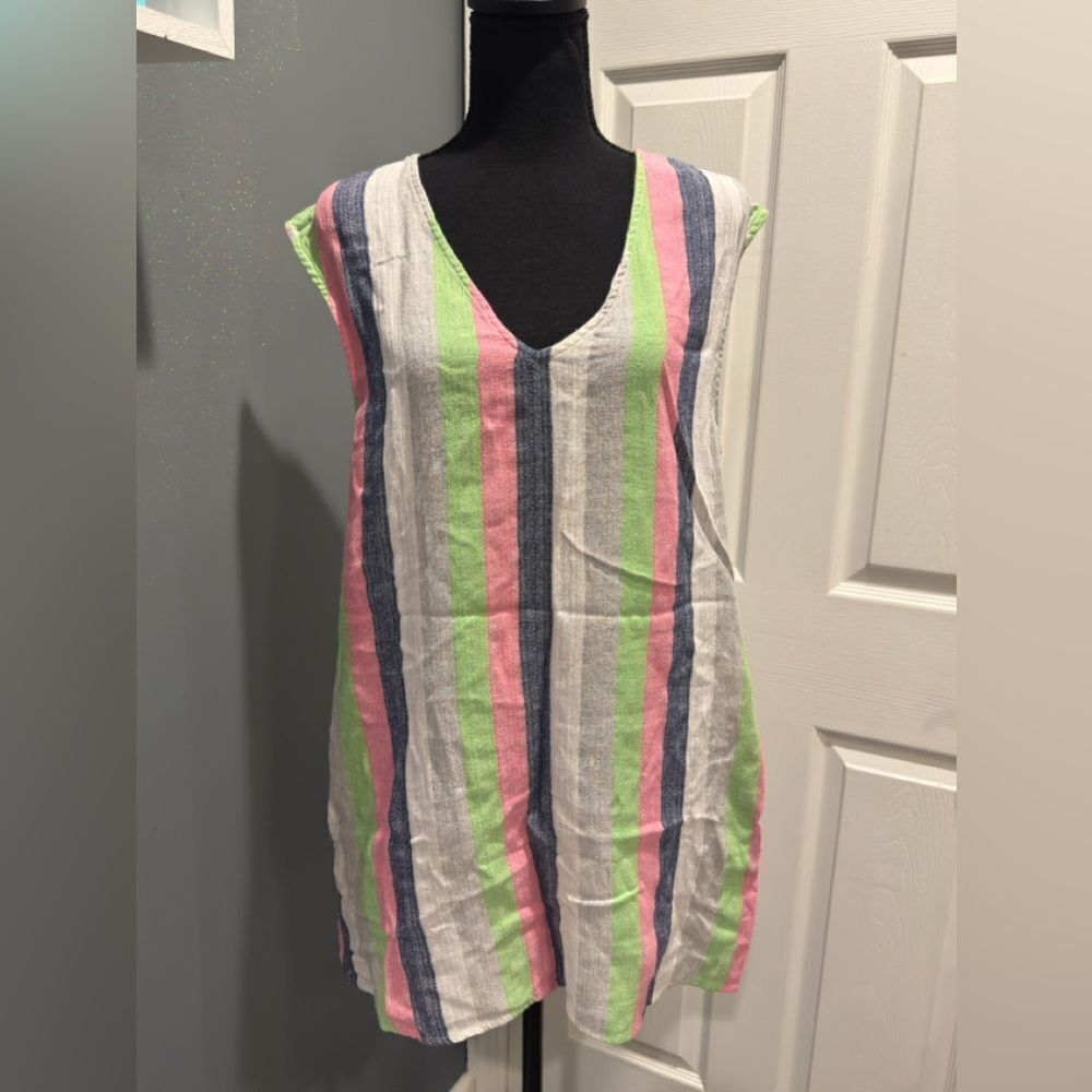 Glam Colorful Striped Sleeveless Tunic